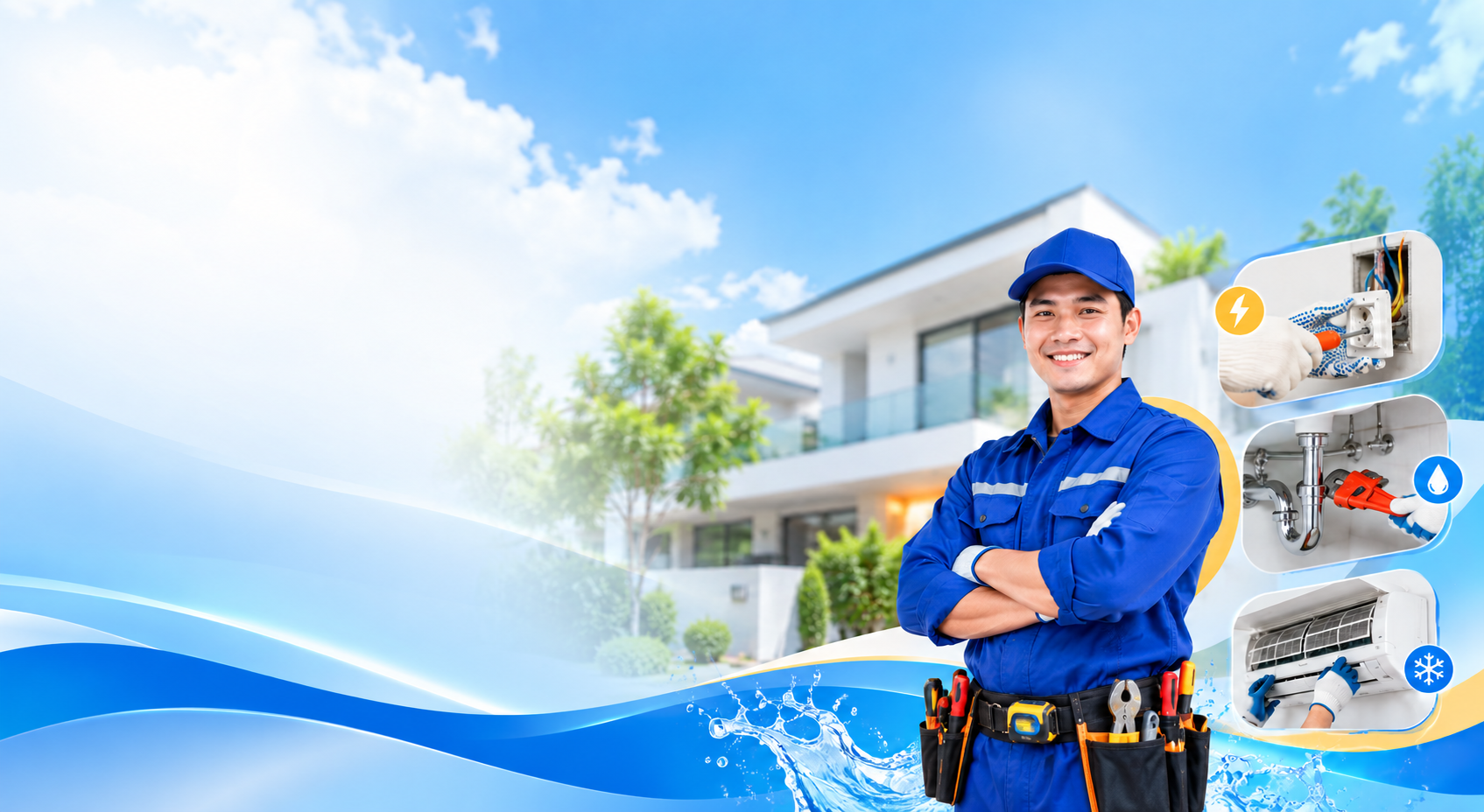 Thợ điện nước thosuadiennuoc.com đang sửa chữa tại nhà